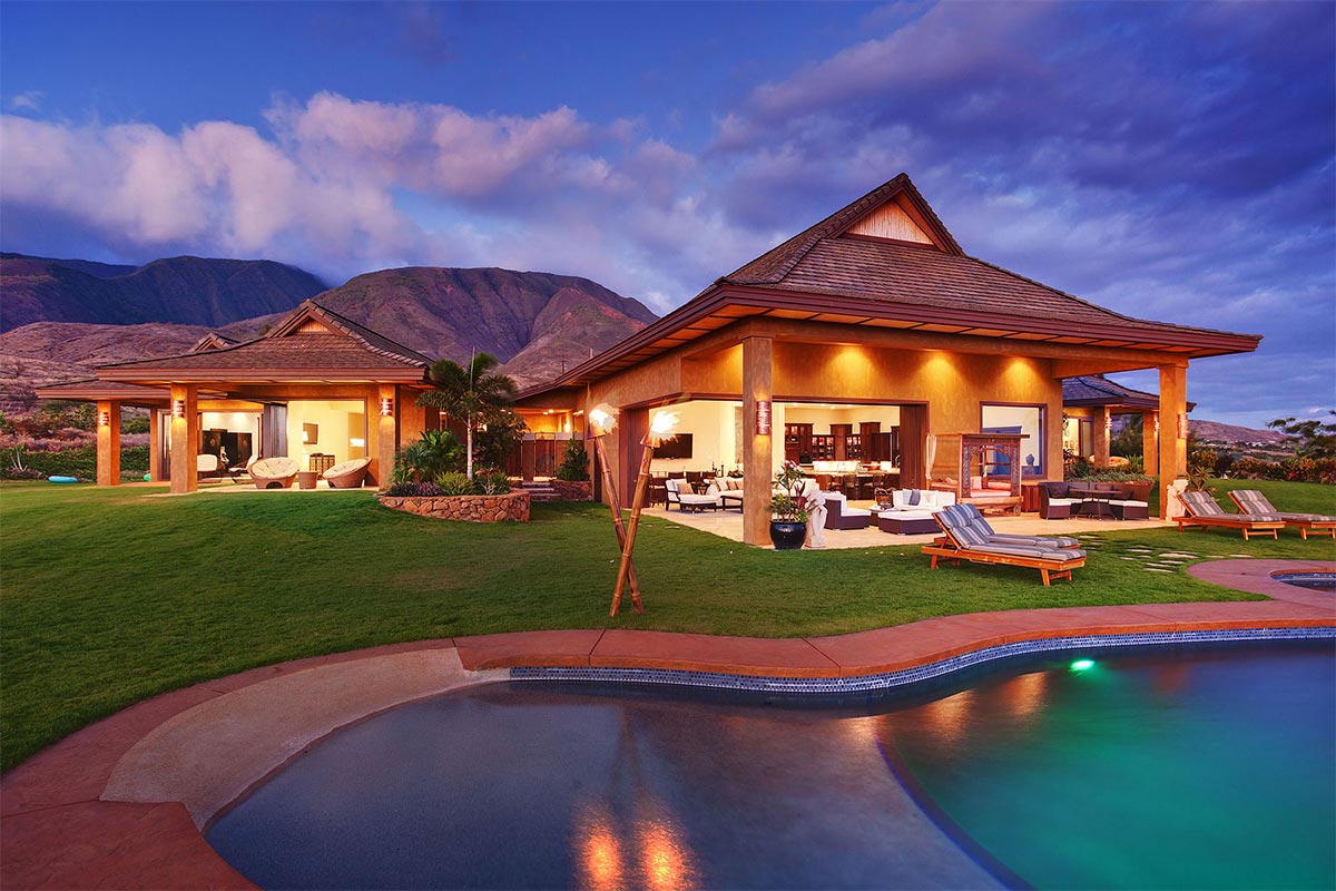 Home family with pool